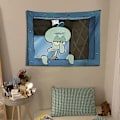 Miniatyrbilde 4 av 5: FENDROM Morsom Blekksprut Tegneserie Veggteppe Henge Morsom Meme Bakgrunn Vindu Design Hjem Decor for Soverom Stue-Perfet 70 x 100cms