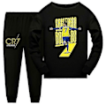 Miniatyrbild 2 av 4: Barn CR7 Ronaldo Bomulls pyjamas topp+Byxor Sovkläder Nattkläder Set Ålder 2-14-Perfekt black 120