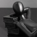 Miniatyrbillede 5 af 5: Nordisk Læsestatue Resin Figurer Skrivebordsindretning Skulptur Moderne Kunst Ornament Hjemmekontor Indretning - Perfekt White C