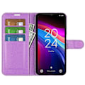 Miniatyrbillede 2 af 5: Kompatibel med TCL 503 Cover Litchi Tekstur Stødsikkert Læder Wallet Telefon Cover - Perfet Purple
