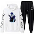 Miniatyrbillede 5 af 5: Anime Unisex Solo Leveling Cosplay Hættetrøje Bukser Træningsdragt Kostume Halloween Pullover Langærmet Sweatshirt Sort Hvid Hættetrøjer-Perfet 7 M