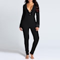 Miniatyrbillede 1 af 4: Bedst Sælgende Kvinders Én-delt Pyjamas med Åben Ryg for Praktisk Design - Perfet Black M