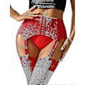 Miniatyrbild 1 av 5: Dam Garterbälte Plus Size Spets Garter och 6 Metallklämmor Justerbara Underkläder Garter Hängslen U-Perfet Red 2XL