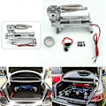 Miniatyrbild 3 av 5: Universal DC 12V 480C Maxpower 200 PSI Uttag 3/8 eller 1/4 Bil Luftfjädring Kompressor/Pump - Perfekt OUTLET  38NPT silver
