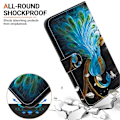 Miniatyrbilde 5 av 5: Tegnet Lærveske Kompatibel med Motorola Moto G75 5G-Perfet Peacock