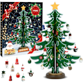 Miniatyrbilde 1 av 4: Adventskalender 2024 24 Dager Julekalender Tretre i Tre med Miniatyrpynt Bordplate DIY Minitre for Juleborddekorasjon