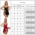 Pikkukuva 2 / 2: Naisten seksikäs läpinäkyvä pitsinen babydoll-alusvaatesetti, yöpaita, stringit, alusvaatteet - Perfekt Wine Red M