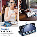 Miniatyrbillede 4 af 5: Kompatibel med Samsung Galaxy Z Fold 5 Wallet Case, Z Fold 5 Etui med S Pen Holder med Rem & Lynlås Magnetisk Flip Læder Cover - Perfekt Blue