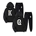 Miniatyrbild 1 av 5: 2023 Mode Par Sweatshirt Kung & Drottning Tryckt Par Hoodie Set med Huva och Byxor 2-pack Streetwear Kläder för Män och Kvinnor - Perfekt Black Queen 2 S