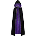 Miniatyrbillede 2 af 5: Vendbar Kappe til Voksne og Børn, Påske Halloween Julekappe Udklædning Vampyr Heks Troldmand Rollespil Kappe - Perfekt Black Purple 120cm