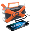 Miniatyrbillede 1 af 5: 10000mah Nødradio Solar Håndsving Radio Bærbar Am/fm/noaa Vejrradio med telefonoplader Lommelygte qd best- Perfet Orange