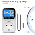 Miniatyrbilde 5 av 5: Digital Temperaturkontroller Stikkontakt Termostat med Tidsensor Probe Varme Kjøle Bryter 16A EU Plugg-Perfet