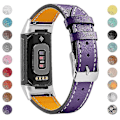 Miniatyrbild 1 av 5: Premium Äkta Läder Justerbart Armband för Fitbit Charge 6/5 - Perfekt Purple Fitbit Charge 6