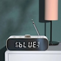 Miniatyrbild 2 av 3: Fm-klockradio med Bluetooth streaming Spela LED-skärm väckarklocka 1500 mah Hi-Fi-högtalare med Woo-Perfet