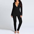 Miniatyrbillede 1 af 4: Bedstsælgende dame-onesie pyjamas med åben ryg for praktisk-Perfekt Black L