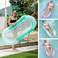 Miniatyrbillede 1 af 5: Voksen Pool Oppustelig Solstol Pool Float med Hovedpude, Swimming Pool Sommer Strand Legetøj til Party-Perfet gradual green