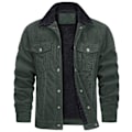 Miniatyrbild 1 av 5: Herrar Jacka 2023 Ny Corduroy Krage Långärmad Plysch Lös Casual Herrjacka - Perfekt Dark green M