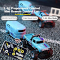 Miniatyrbilde 2 av 5: Mini RC Monster Truck USBC Ladbar Chassis med Tilhenger, 1:64 Skala Legering Perfekt orange blue