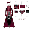 Pikkukuva 2 / 6: P-jsmen Nainen Wanda Maximoff Cosplay-asu Scarlet Witch Päähineet Takki ja housut Täysi set asu Halloween Asusteet Rekvisiitta - Perfet M Wanda