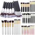 Miniatyrbillede 2 af 5: 10 stk. Makeup Brush Set - Lintfri, Tætte Børstehår, Blød Pudder, Foundation, Contour, Blush, Concealer - Perfekt Black & Silver