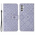 Miniatyrbillede 1 af 5: Kompatibel med Samsung Galaxy A25 5G (Global) (161.0 x 76.5 x 8.3mm) Wallet Case Læder+TPU Etnisk Stil Cover - Perfet Purple