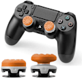 Miniatyrbild 1 av 5: 2 st Joystickgrepp för PS5 PS4-handkontroll, Silikon Tumgrepp Kåpor Skydd Analog Spak för Playstation 5, Playstation 4-handkontroll - Perfekt Orange