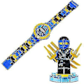 Pikkukuva 2 / 2: Lasten rakennettava kello ja kellot Muovikello linkkiketjulla ja minifiguurilla - Täydellinen Ninjago blue