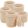 Miniatyrbilde 2 av 5: Uferdige tre-ringer i flere størrelser, solide farger, naturlige tresirkler for makrame-håndverk, smykker, dekorative trehøyder - Perfekt 20mm 50 Packs