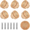 Miniatyrbillede 1 af 6: 8 stk Boho Rattan Kommode Knopper Træ Skuffe Knopper Håndlavede Vævede Møbel Knopper 40mm Skab Kommode Håndtag