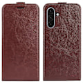 Miniatyrbillede 1 af 4: Kompatibel med R64 Tekstur Vertikal Flip Læder Telefon Cover - Perfekt Brown For Samsung Galaxy A36