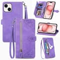 iPhone Cover - Flip Lædercover med prægede kortlommer, lilla til iPhone 15 Pro Purple iPhone 15 Pro