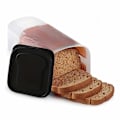 Miniatyrbillede 1 af 5: Brødkasse med stor kapacitet og lækagesikkert låg - Stabelbar køkkenorganisator til opbevaring af brød, toast og korn - Essentielt køkkentilbehør - Perfekt Black