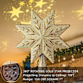 Miniatyrbillede 3 af 6: Christmas Star Tree Topper, Illuminated Star Tree Topper Guld juletræsstjerne med projektorlys - Perfet