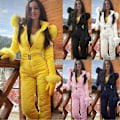 Miniatyrbillede 2 af 5: Vintervarmt Snebuks til Kvinder - Udendørs Sportsbukser Ski Dragt Vandafvisende Jumpsuit - Perfekt black 5XL