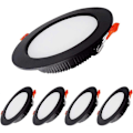 Miniatyrbillede 1 af 5: 7W LED Downlight Dæmpbar Sort 230V 5 Stk, 700LM = 70W, IP44, Kold Hvid 6000K, Udskæring 80-90mm-Perfet