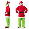 Miniatyrbillede 3 af 5: 7 dele Grinch Kostume Julecosplay Voksen Julemand Kostume Outfits Sæt + Maske A-Perfet B 3XL