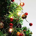 Miniatyrbild 3 av 6: Christmas Pine Cones String Lights Garland Lights 6.5FT 20LEDs, Garland Wreath LED Fairy Lights med röd bärklocka för - Perfet