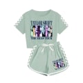 Miniatyrbilde 4 av 5: Taylor Swift T-skjorte for menn og kvinner + shorts sportspyjamas barnesett Lilla- Perfet Purple 160cm