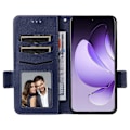 Miniatyrbild 2 av 5: Kompatibelt med Oppo Reno13 Pro 5G Skal med Handledsrem Litchi Textur PU Läder Plånboksfodral - Perfekt Dark Blue