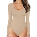 Miniatyrbillede 1 af 4: Langærmet bodysuit med rund hals, dobbeltforet for blød komfort, basic top - perfekt Khaki XL