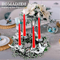 Miniatyrbillede 3 af 5: Adventskrans med Kunstige Lysestager - Julekrans med 4 Lysestager Sølv, 30 cm - Perfekt