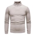 Miniatyrbillede 1 af 3: Yynuda Mænds Turtleneck Letvægts Slim Fit Trøje Casual Strikket Trøje - Perfet Cream S