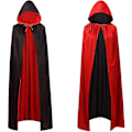 Miniatyrbild 1 av 4: Vändbar Cape för Vuxna och Barn, Påsk Halloween Jul Mantel Maskerad Vampyr Häxa Trollkarl Rollspel Cape-Perfekt Black  Red 140cm