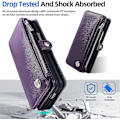 Miniatyrbillede 3 af 5: Kompatibel med Samsung Galaxy Z Fold 5 Wallet Case, Z Fold 5 Etui med S Pen Holder med Rem & Lynlås Magnetisk Flip Læder Cover - Perfekt Purple