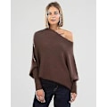 Miniatyrbild 1 av 4: Asymmetrisk Draperad Jumper, En Jumper Så Mjuk Som Moln Damernas Långärmad Slouch Batwing Enfärgad Mjuk Stickad Jumper-Perfekt brown