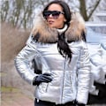 Miniatyrbillede 5 af 5: Dame Vinter Kunstig Pels Hætte Puffer Dunjakke Lady Tyk Quiltet Polstret Jakke Lynlås Parka-Perfet silver L