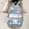 Pikkukuva 3 / 5: Tsir Fashion Reppu Sanrio Kuromi My Melody Cinnamoroll Pom Purin Y2k Girl Suuren kapasiteetin olkalaukut Koulun opiskelijalaukut - Perfet Blue