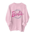 Miniatyrbillede 2 af 3: Unisex Barbie Tema Sweatshirt Trendy Printet Pink Power Langærmet Pullover Sweatshirt - Perfekt Pink S