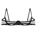 Miniatyrbild 1 av 5: Damunderkläder - Spetsbh med halvkupor, push-up, underwire, justerbara band, vadderad med svamp, perfekt Black B 4XL