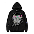 Miniatyrbilde 1 av 4: Spider Web Grafisk Hettegenser, Bomullsgenser for Menn og Kvinner - Perfekt Grey Pink 2XL
